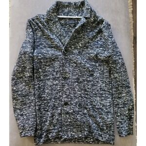 Zara Men's Black & White Double‎ Breasted Cotton Blend Cardigan Size Medium